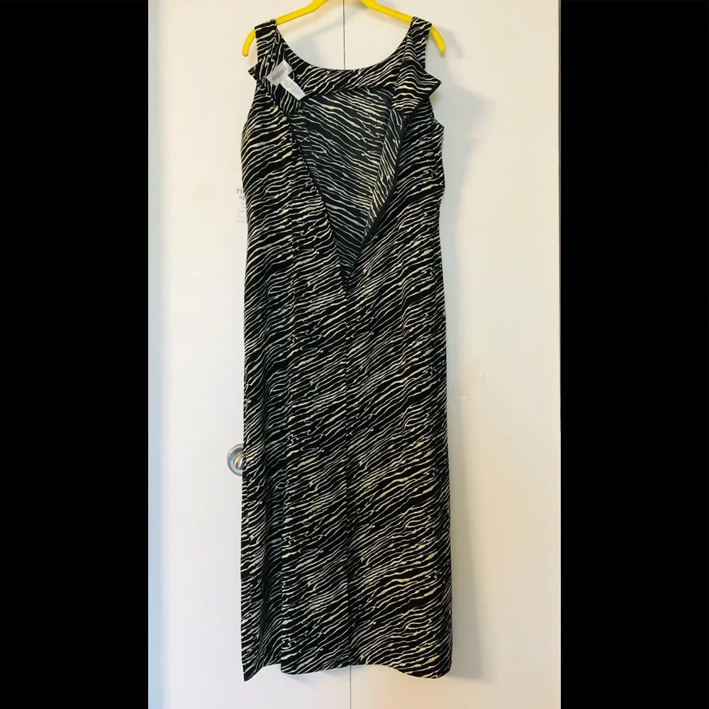 Studio I Sheath Dress sz 12 New with Tags Long Black white zebra - Picture 12 of 15